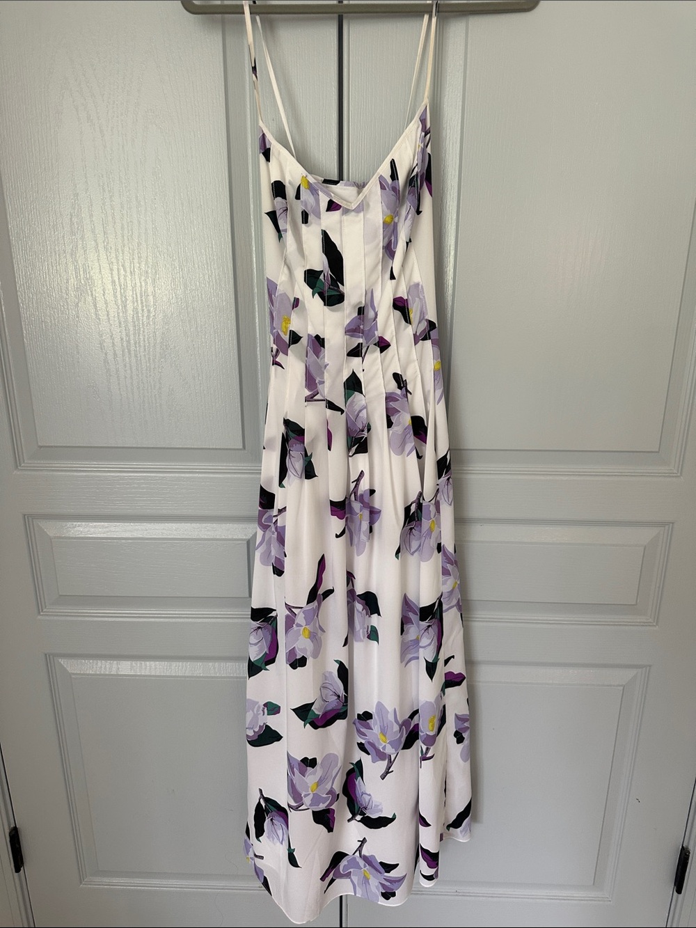 Banana Republic White Maxi Dress with Lavender Floral Print